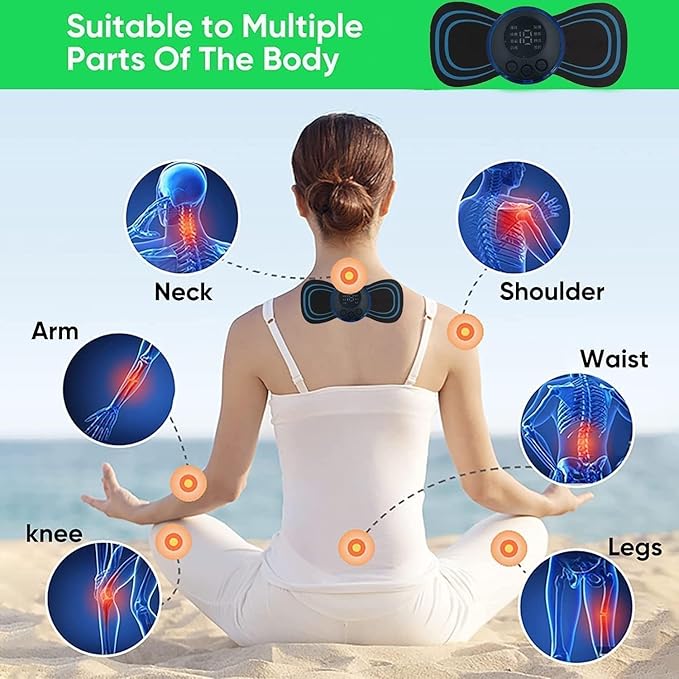 Foot Massager, Pain Relief Wireless Electric EMS Massage Machine,Rechargeable Portable Folding Automatic with 8 Mode19 Intensity for Legs, Body, Hand Therapy (BLUED)